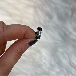 Sterling Silver 925 Mexico Graphite Gray Embossed Waves Toe Ring Adjustable